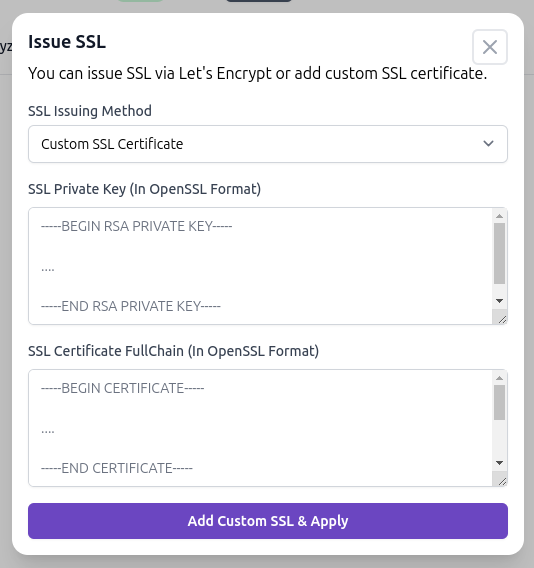 Add Custom SSL