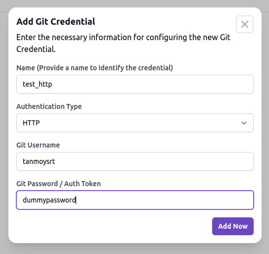 Add HTTP Credential