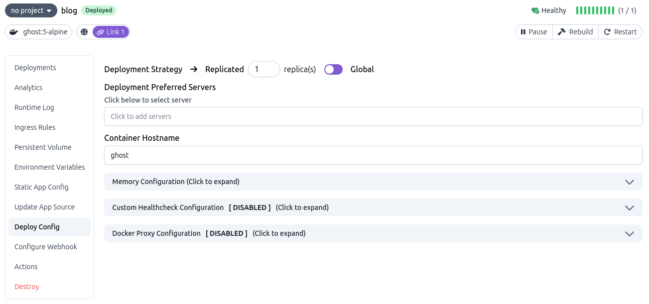 Deployment Configuration