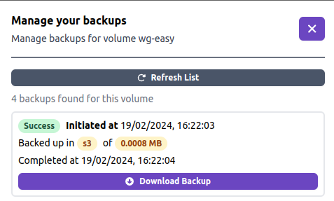 Backup History