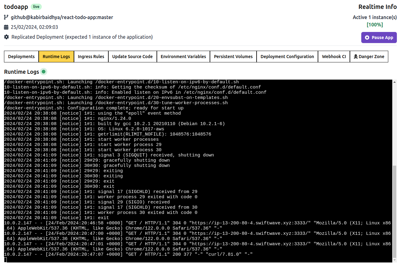 Runtime Logs